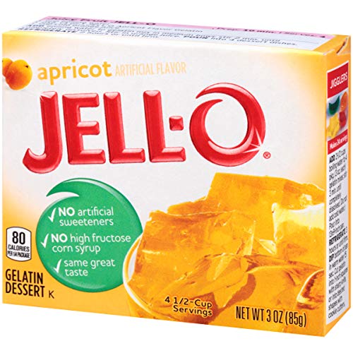 Jello Apricot Gelatin Dessert Mix 3Oz Boxes, Pack Of 6