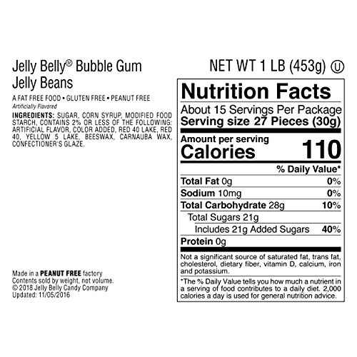 Jelly Belly Bubble Gum Jelly Beans - 1 Pound 16 Ounces Reseala