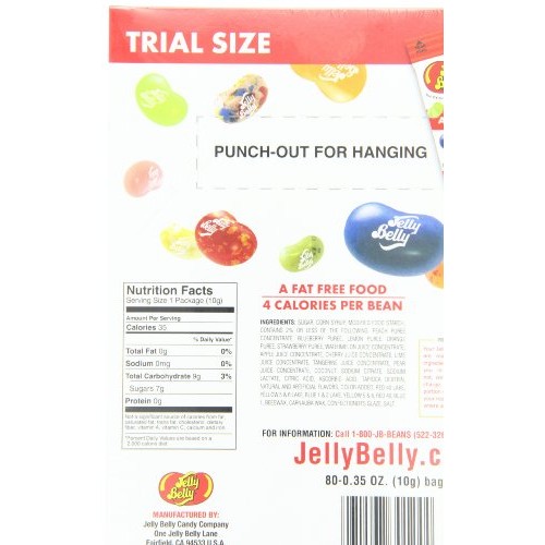 Jelly Belly Jelly Beans, 20 Flavors, .35-Oz Trial Size Packs, 80