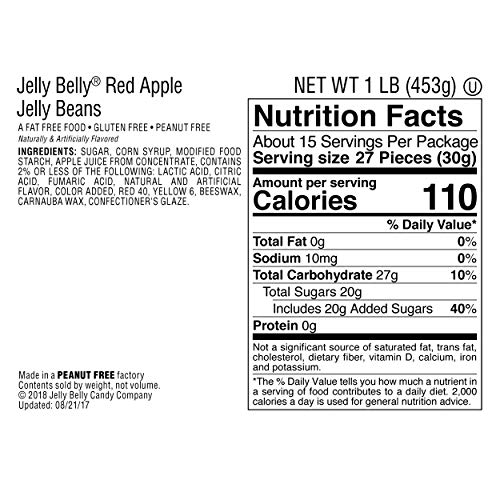 Jelly Belly Red Apple Jelly Beans - 1 Pound 16 Ounces Resealab