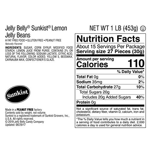 Jelly Belly Sunkist Lemon Jelly Beans - 1 Pound 16 Ounces Rese