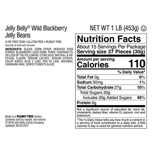 Jelly Belly Wild Blackberry Jelly Beans - 1 Pound 16 Ounces Re