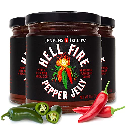 Jenkins Jellies 11Oz Hell Fire Regular Jars Set Pack Of 3, Hot