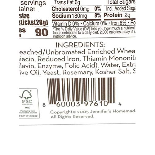 Jennifers Homemade Rosemary Breadsticks, 5 Oz