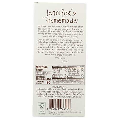Jennifers Homemade Rosemary Breadsticks, 5 Oz