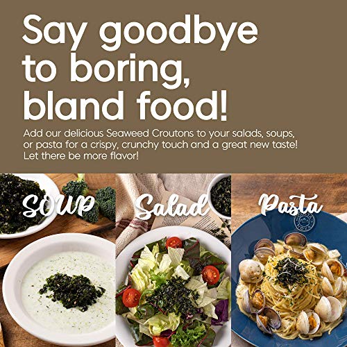 Vegan Seaweed Croutons, Sea Salt Flavor [ 2 Pack ] Gluten Free,