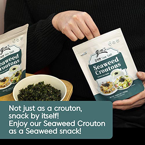 Vegan Seaweed Croutons, Sea Salt Flavor [ 2 Pack ] Gluten Free,
