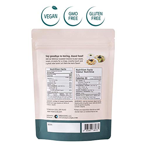 Vegan Seaweed Croutons, Sea Salt Flavor [ 2 Pack ] Gluten Free,