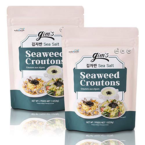 Vegan Seaweed Croutons, Sea Salt Flavor [ 2 Pack ] Gluten Free,