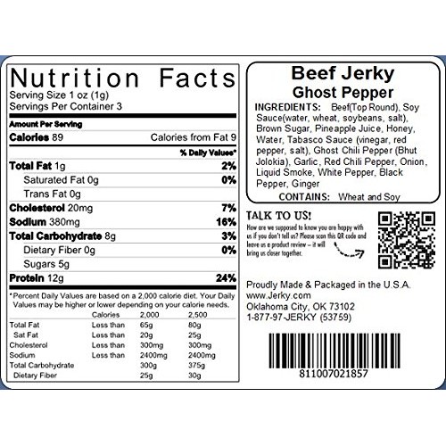 Jerky.Coms Ghost Pepper Beef Jerky - All-Natural, No Added Pres