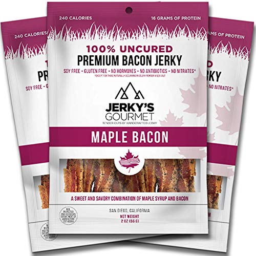 Maple Bacon Grass Fed Pork Jerky - 100 Calorie Snacks - Gourmet,