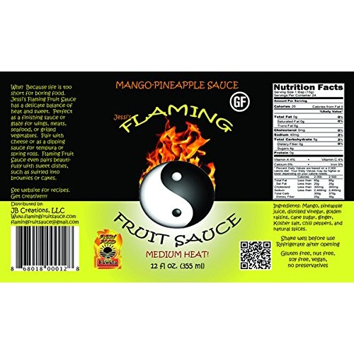 Jessis Flaming Fruit Sauce - Mango-Pineapple - Medium Heat - 12Oz