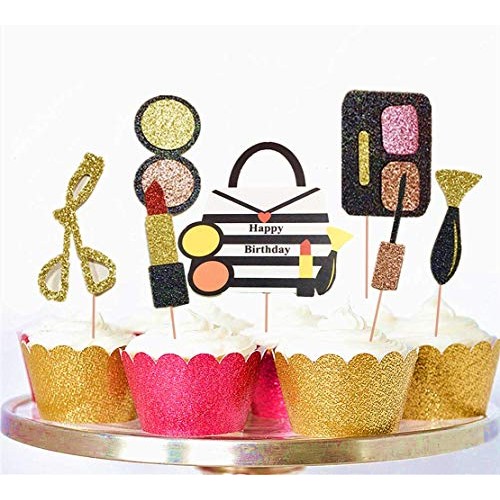 Set Of 28 Jevenis Make Up Cupcake Toppers Spa Cupcake Toppers Co