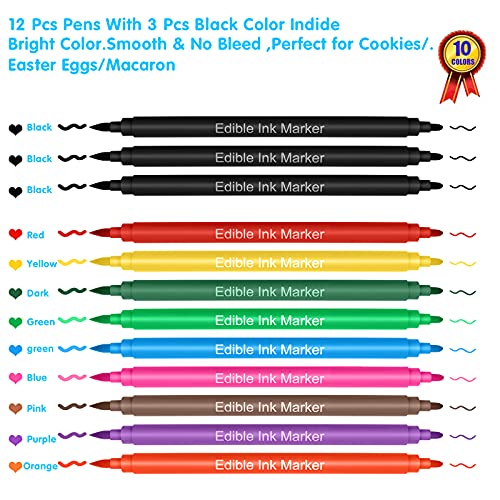 Edible Markers For Cookie Decorating,Food Coloring Pens, 12Pcs D