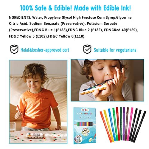 Edible Markers For Cookie Decorating,Food Coloring Pens, 12Pcs D