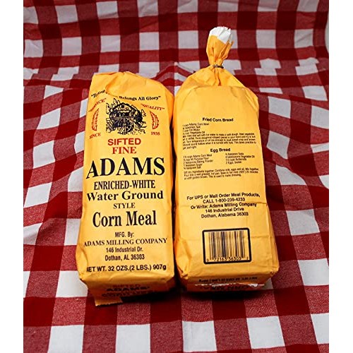 JFS Adams Fine White Cornmeal, 2 32 Ounce Bags, Water Ground,, S...