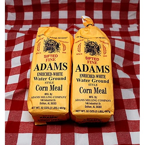 JFS Adams Fine White Cornmeal, 2 32 Ounce Bags, Water Ground,, S...
