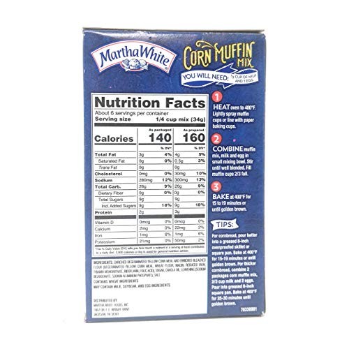 Martha White Corn Muffin Mix - 6 x 7.5 Oz of Martha White Corn M...