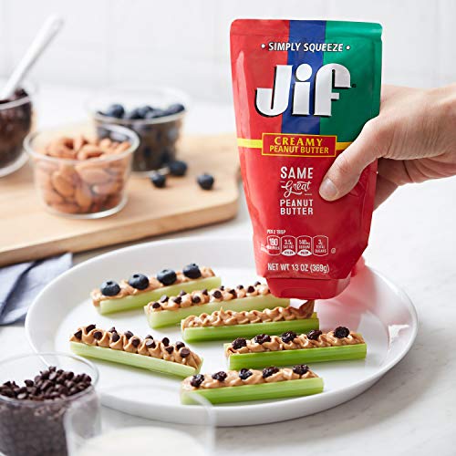 Jif Squeeze Creamy Peanut Butter, 13 Ounces, Smooth, Creamy Text