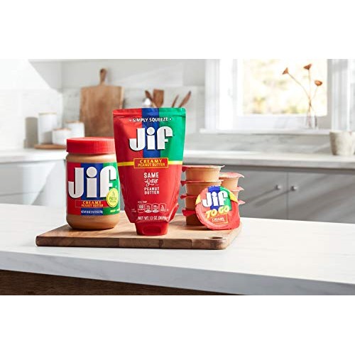 Jif Squeeze Creamy Peanut Butter, 13 Ounces, Smooth, Creamy Text