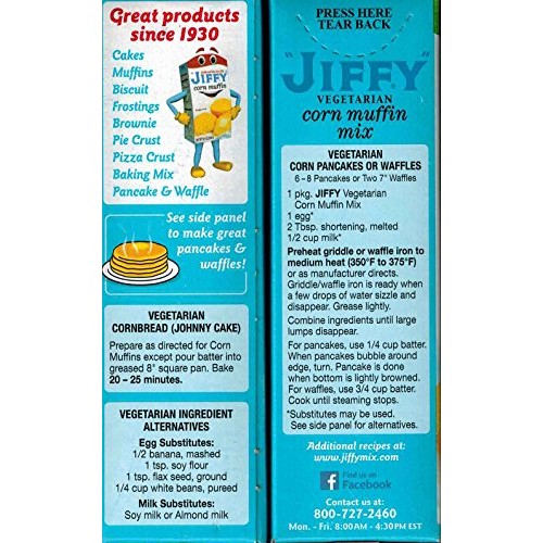Jiffy Vegetarian Corn Muffin Mix 8.5 OZ Box Pack of 3