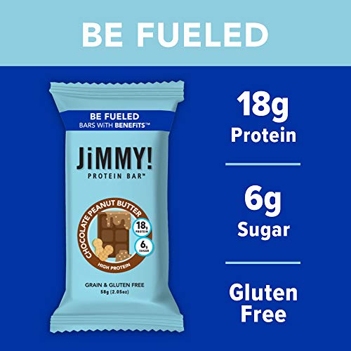Jimmy! Chocolate Peanut Butter Protein Bar, 18G Protein, High Pr