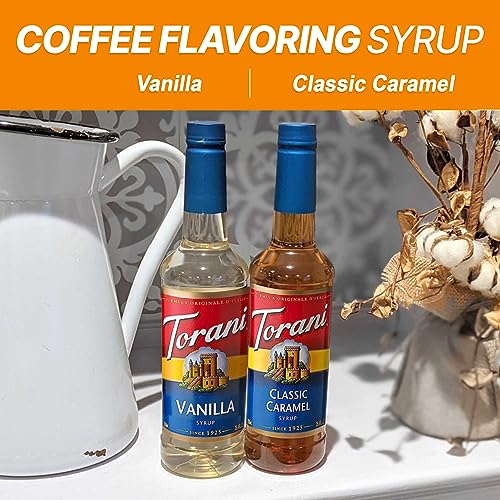 Torani Coffee Syrup Variety Pack - Vanilla and Caramel Syrup for...