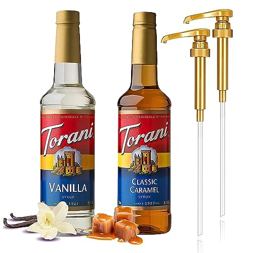 Torani Coffee Syrup Variety Pack - Vanilla and Caramel Syrup for...