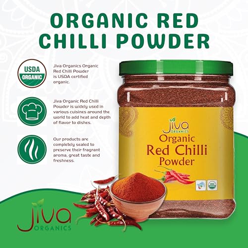 Jiva Organic Red Chili Powder 1 Pound Jar - Non-GMO, Suitable fo...
