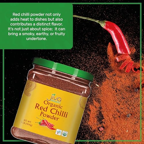 Jiva Organic Red Chili Powder 1 Pound Jar - Non-GMO, Suitable fo...