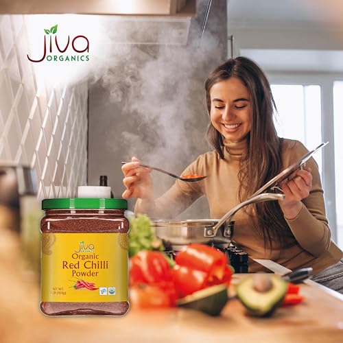 Jiva Organic Red Chili Powder 1 Pound Jar - Non-GMO, Suitable fo...