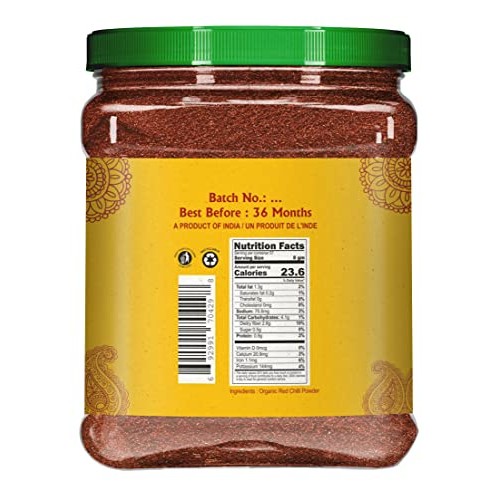 Jiva Organic Red Chili Powder 1 Pound Jar - Non-GMO, Suitable fo...