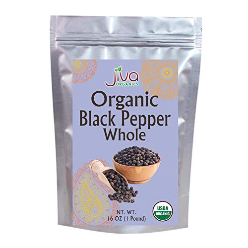 Jiva Organics Organic Whole Black Peppercorns 1 Pound - Pepper,