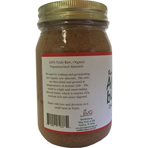 Jiva Organics Raw Sprouted Organic Almond Butter 16-Ounce Large Jar