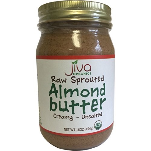 Jiva Organics Raw Sprouted Organic Almond Butter 16-Ounce Large Jar