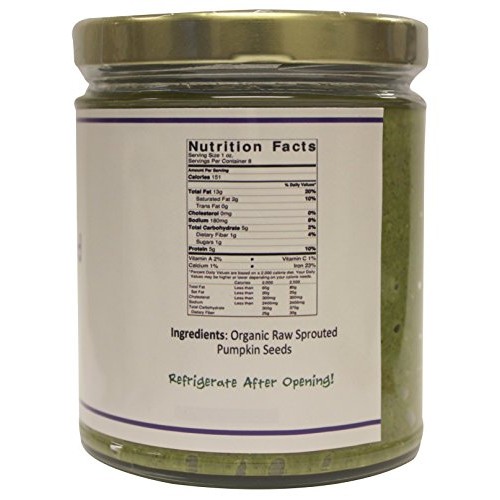 Jiva Organics Raw, Sprouted Pumpkin Seed Butter, 8 Fluid Ounce ...