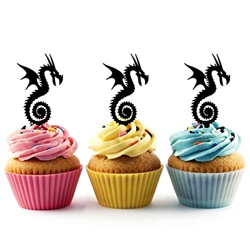 Ta0194 Dragon Silhouette Party Wedding Birthday Acrylic Cupcake