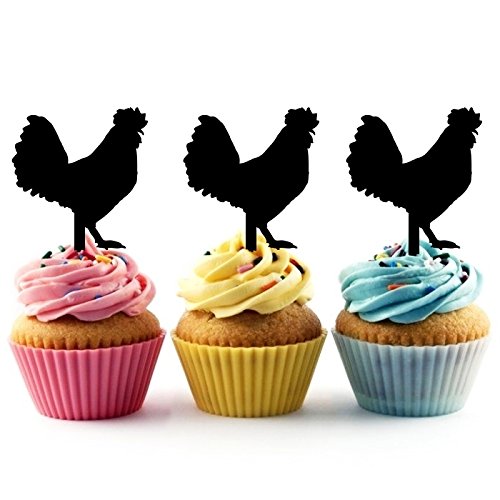Ta0123 Chicken Silhouette Party Wedding Birthday Acrylic Cupcake