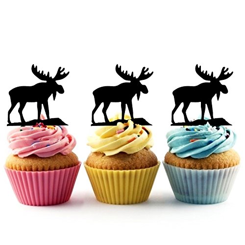 Ta0393 Moose Silhouette Party Wedding Birthday Acrylic Cupcake T