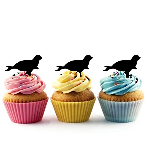 Ta0412 Sea Lion Silhouette Party Wedding Birthday Acrylic Cupcak
