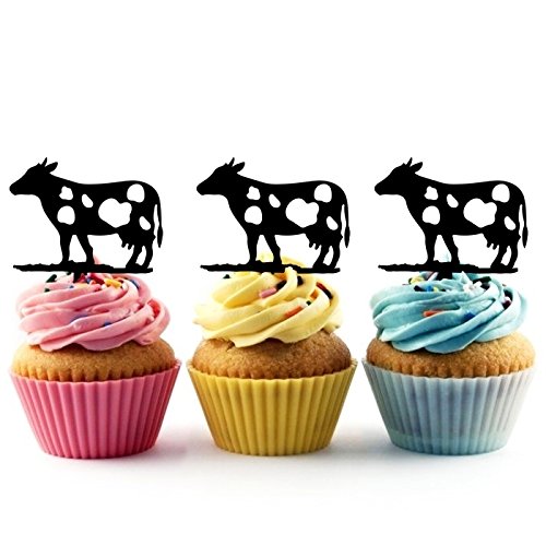 Ta0456 Cow Silhouette Party Wedding Birthday Acrylic Cupcake Top