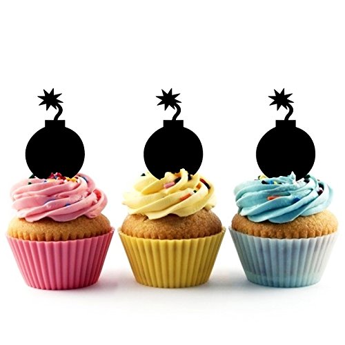 Ta0316 Bomb Silhouette Party Wedding Birthday Acrylic Cupcake To