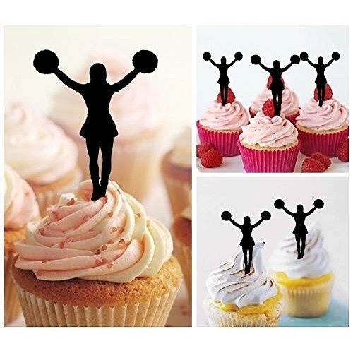 Ta0870 Cheerleader Stunt Silhouette Party Wedding Birthday Acryl