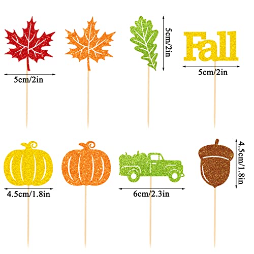 Jkq 48 Pieces Fall Cupcake Toppers Colorful Glittery Pumpkin Tru