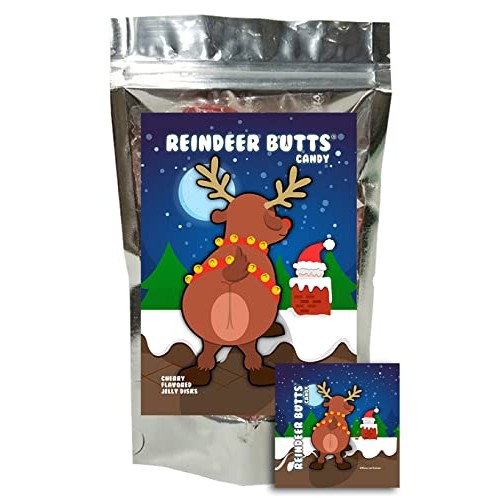 Reindeer Butts Gummy Cherry Fruit Jelly Disks Funny Unique Chris...