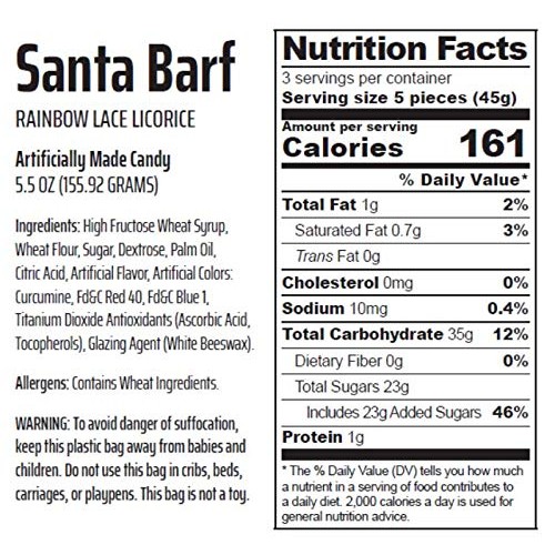 Santa Barf Rainbow Lace Licorice Funny Unique Christmas Stocking