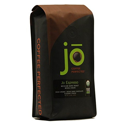 Jo Espresso: 12 Oz, Medium Dark Roast, Whole Bean Organic Arabic