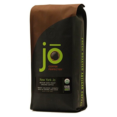 New York Jo: 12 Oz, Medium Dark Roast Organic Ground Coffee, 100