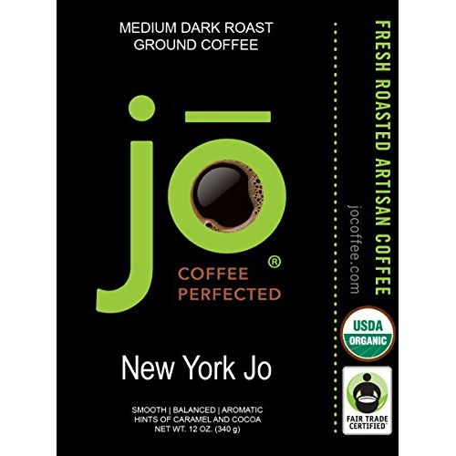 New York Jo: 12 Oz, Medium Dark Roast Organic Ground Coffee, 100