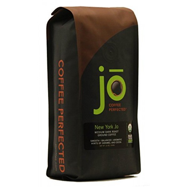 New York Jo: 12 Oz, Medium Dark Roast Organic Ground Coffee, 100